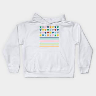 Rainbow Heart Stripes Kids Hoodie